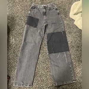 Garage Denim Wide Leg Patchwork Black Jeans